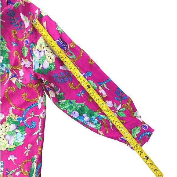 VTG Diane Von Furstenberg XL 100% Silk Button Up Blouse Floral Tropical Resort - Picture 15 of 16